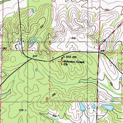 Topographic Map of Johnson Creek Church, MS