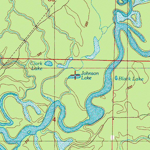 Topographic Map of Johnson Lake, MS