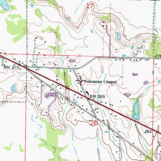 Topographic Map of Johnsons Chapel, MS