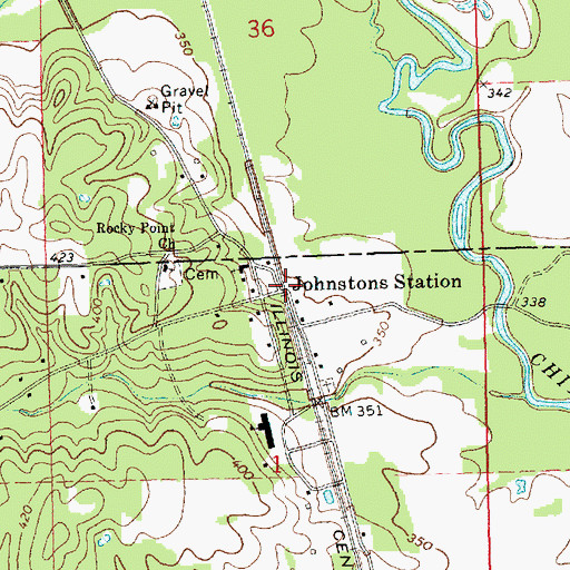 Topographic Map of Johnstons Station, MS
