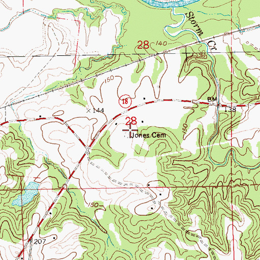Topographic Map of Jones Cemetery, MS