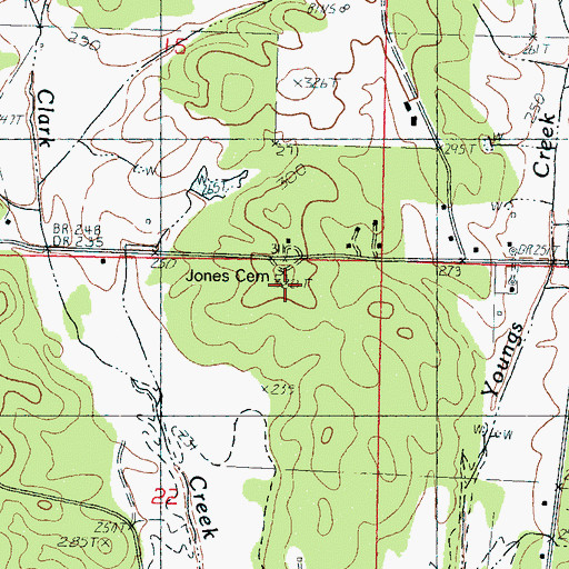 Topographic Map of Jones Cemetery, MS