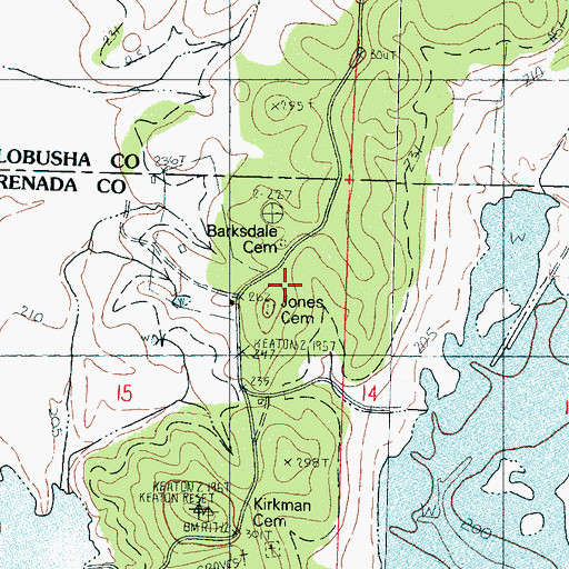 Topographic Map of Jones Cemetery, MS