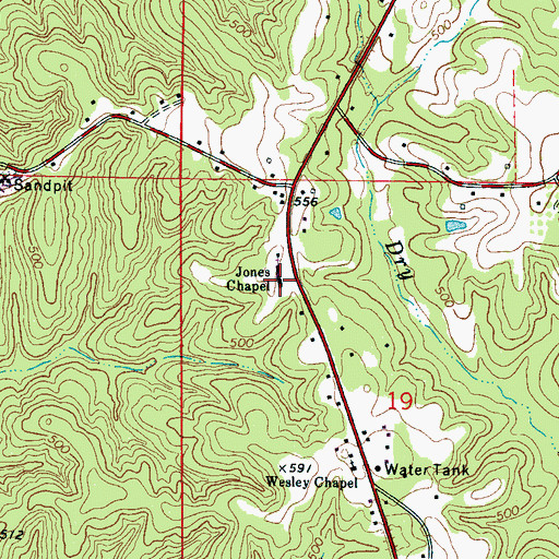 Topographic Map of Jones Chapel, MS