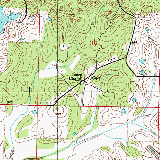 Topographic Map of Jones Chapel, MS
