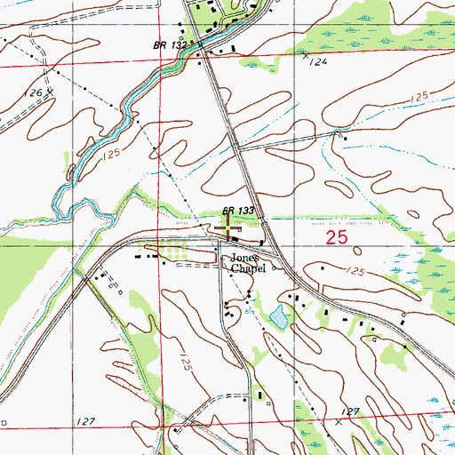 Topographic Map of Jones Chapel, MS