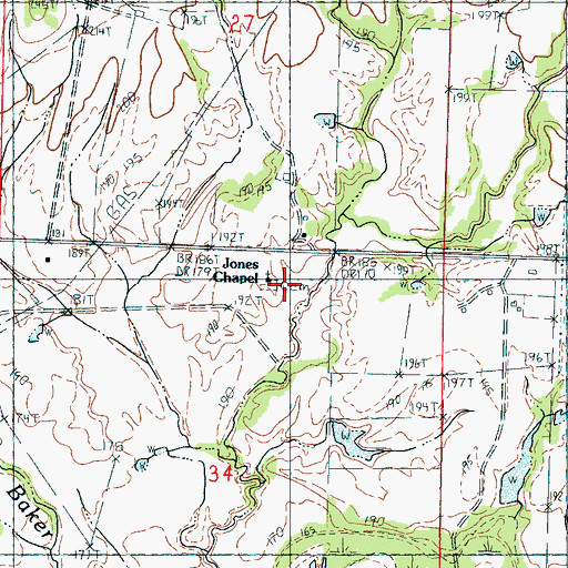 Topographic Map of Jones Chapel, MS