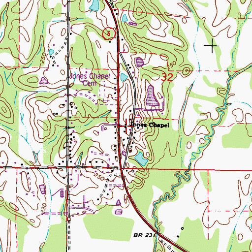 Topographic Map of Jones Chapel Baptist Church, MS