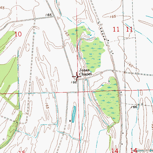 Topographic Map of Jones Chapel, MS