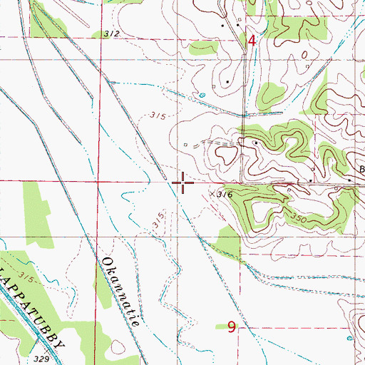 Topographic Map of Jones Creek, MS