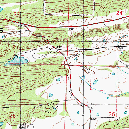 Topographic Map of Bragg Gas Field, AR