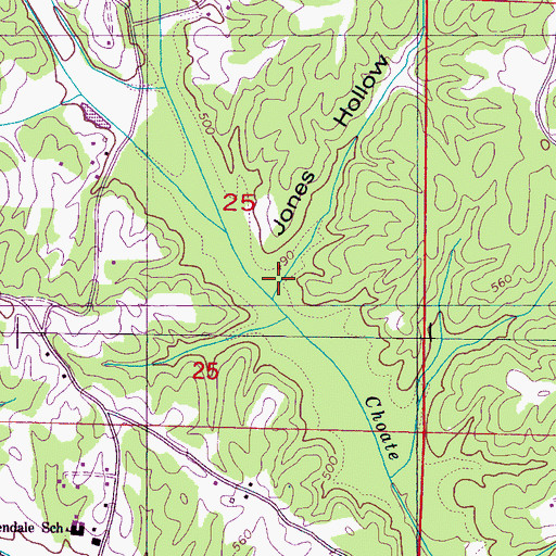 Topographic Map of Jones Hollow, MS