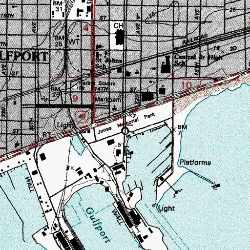 Topographic Map of Jones Memorial Park, MS
