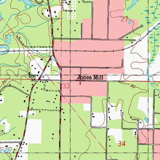 Topographic Map of Jones Mill, MS