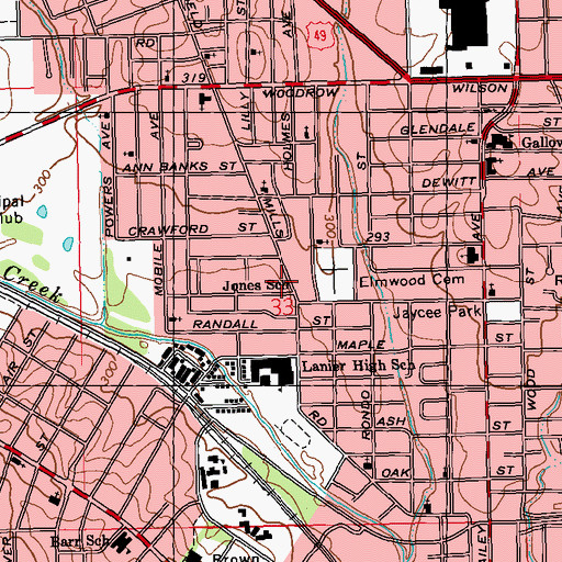 Topographic Map of Jones School, MS