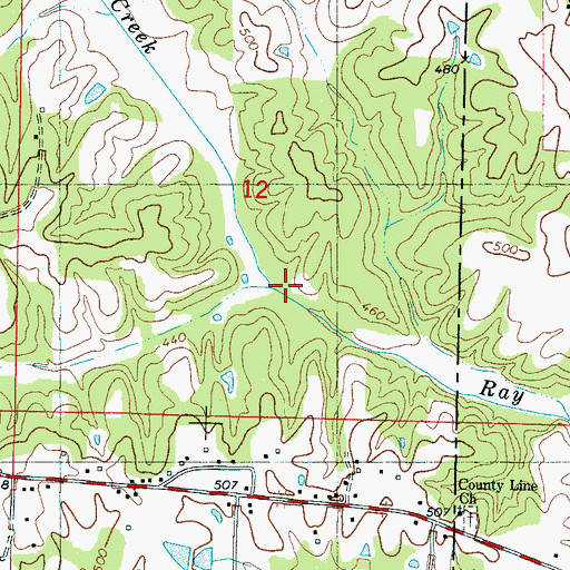 Topographic Map of Jonesboro Creek, MS