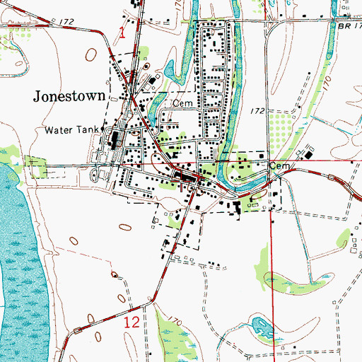 Topographic Map of Jonestown, MS