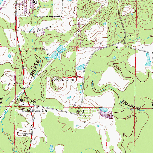 Topographic Map of Jordan Cemetery, MS