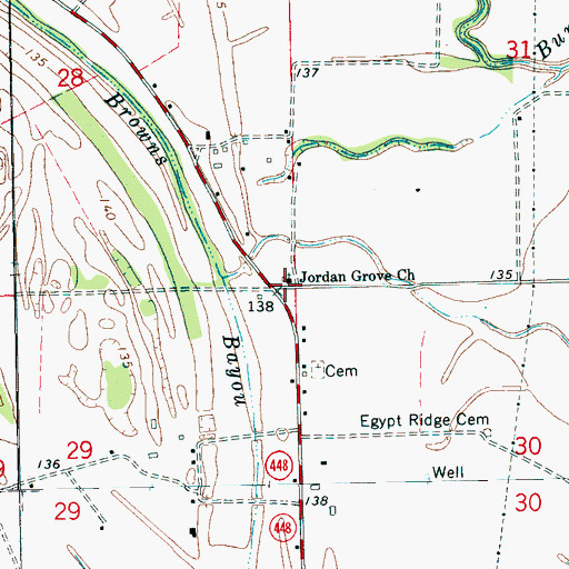 Topographic Map of Jordan Grove Church, MS