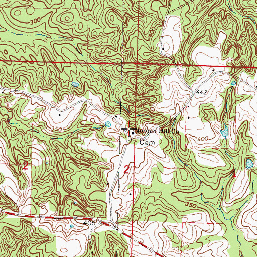 Topographic Map of Jordan Hill Church, MS