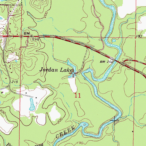 Topographic Map of Jordan Lake, MS