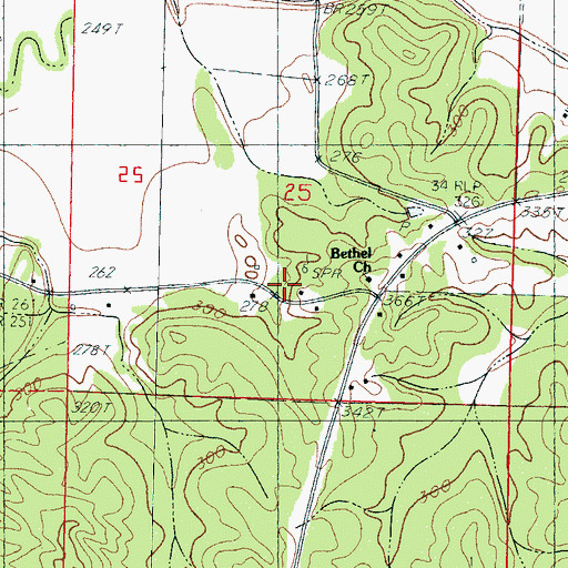Topographic Map of Jordans Cemetery, MS