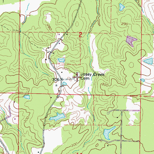 Topographic Map of Josey Creek Cemetery, MS