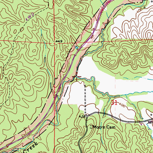 Topographic Map of Jourdan Creek, MS