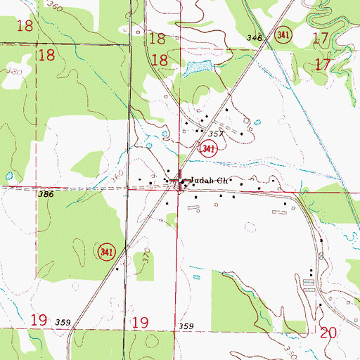 Topographic Map of Judah Church, MS