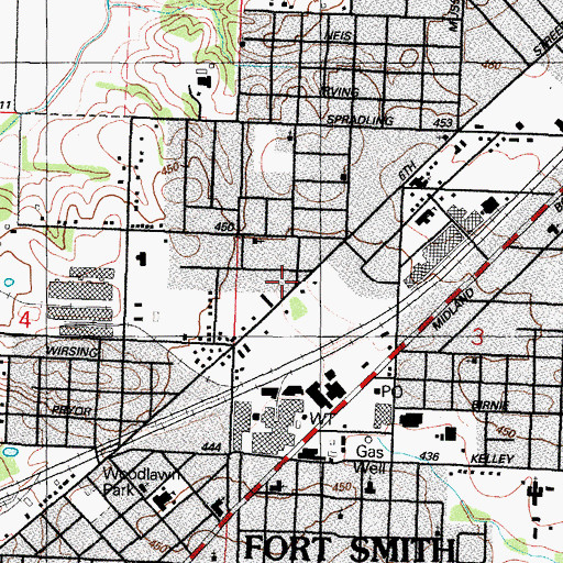 Topographic Map of E S Stephens Boys Club, AR