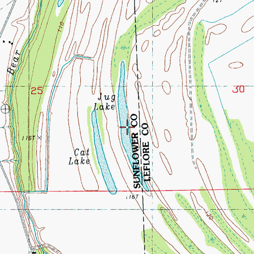 Topographic Map of Jug Lake, MS