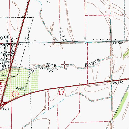 Topographic Map of Kay Bayou, MS