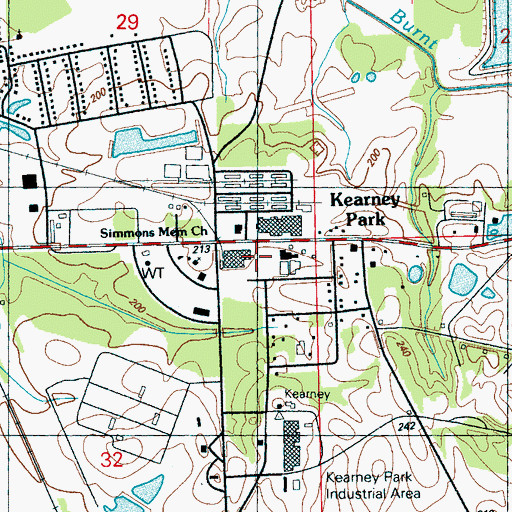 Topographic Map of Kearney Park, MS