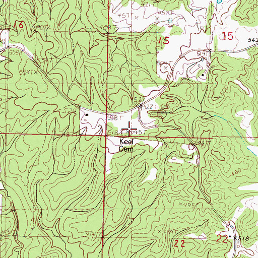 Topographic Map of Keel Cemetery, MS