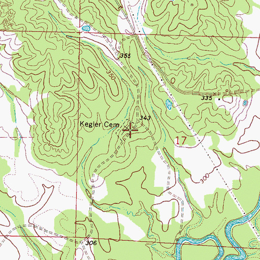 Topographic Map of Kegler Cemetery, MS