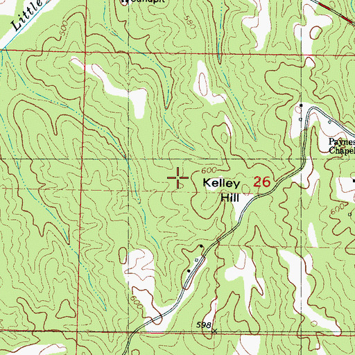 Topographic Map of Kelley Hill, MS