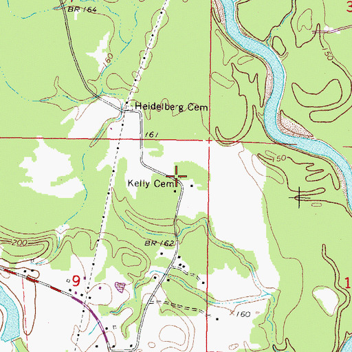 Topographic Map of Kelly Cemetery, MS
