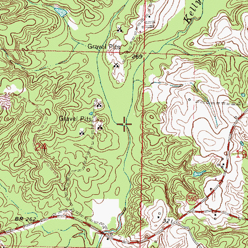 Topographic Map of Kelly Creek, MS