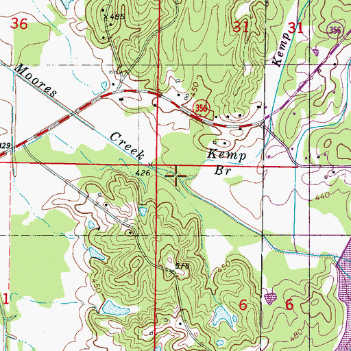 Topographic Map of Kemp Branch, MS