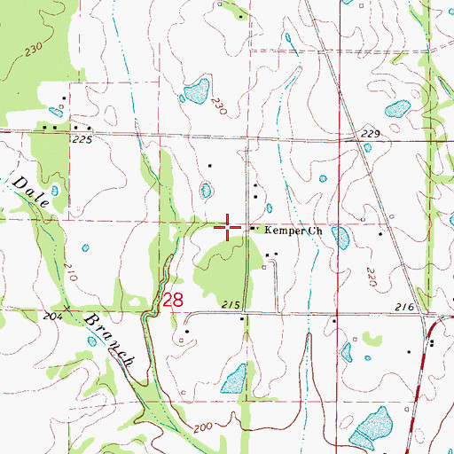 Topographic Map of Kemper Church, MS