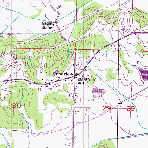 Topographic Map of Kendrick, MS