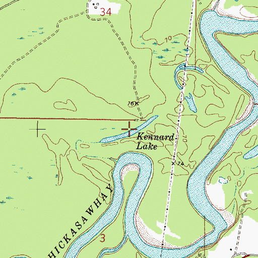 Topographic Map of Kennard Lake, MS