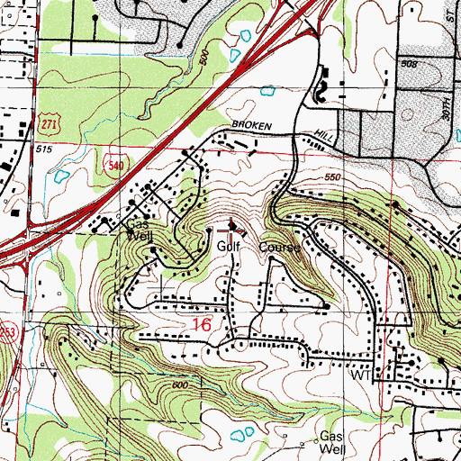 Topographic Map of Fianna Hills Country Club, AR