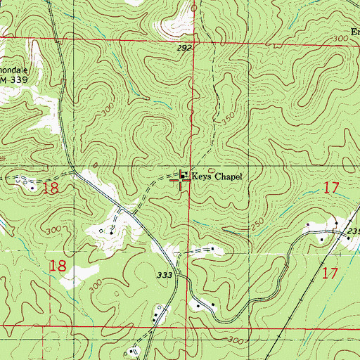 Topographic Map of Keys Chapel, MS