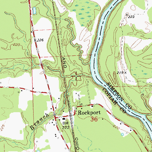 Topographic Map of Keys Creek, MS