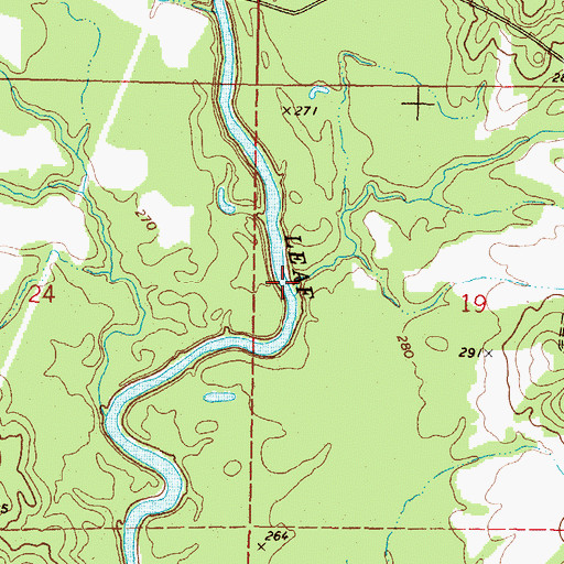 Topographic Map of Keys Mill Creek, MS