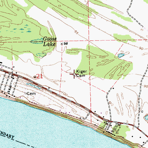Topographic Map of Kiger Cemetery, MS
