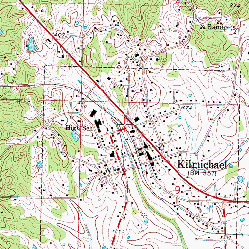 Topographic Map of Kilmichael, MS