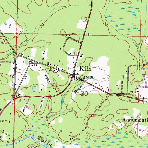 Topographic Map of Kiln, MS