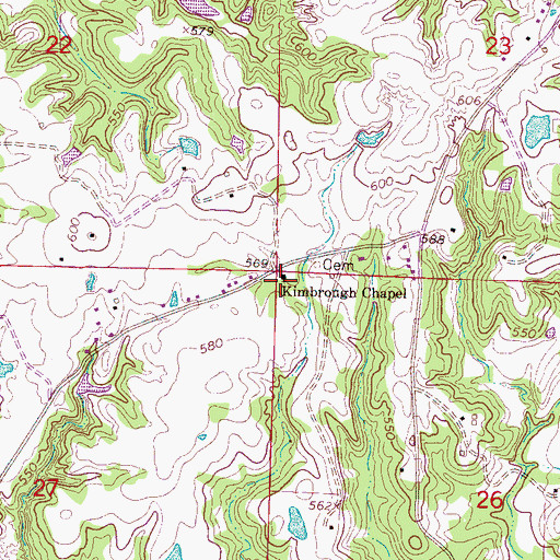 Topographic Map of Kimbrough Chapel, MS